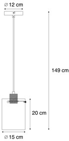 Lampada a sospensione di design nera con vetro fumé - Domo