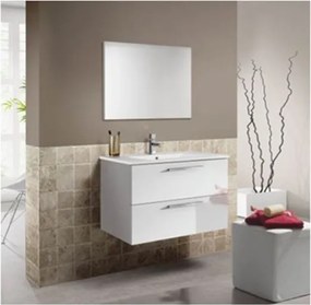 Mobile bagno sospeso 80 cm con lavabo e specchio bianco laccato - Aruba 94613