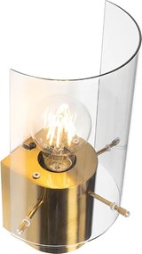 Applique da parete vintage in ottone con vetro fumé - Vidra