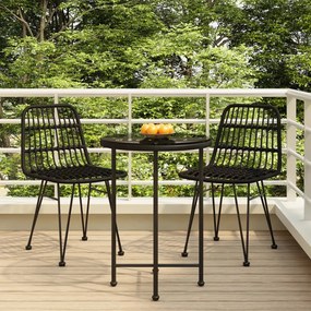 Set da pranzo da giardino 3 pz nero in polyrattan