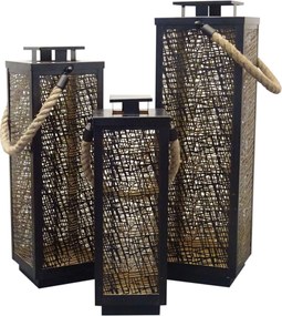 MIDORI - set di 3 lanterne in acciaio