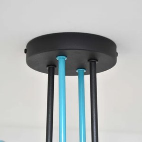 Lampadario a plafone OXFORD 4xE27/15W/230V nero/turchese