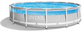 Intex - 26722NP – Piscina Fuori Terra Prisma Frame Clearview Rotonda, Pompa Filtro 3785 L/h, Scaletta, Telo Base e Copertura, 12706 l, Acciaio e pvc,