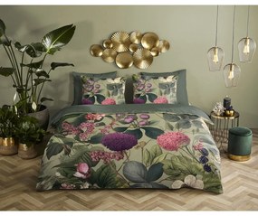 Set copripiumino e federa color kaki in raso di cotone per letto singolo ed esteso 140x220 cm Onaz – Descanso