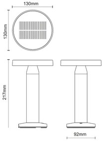 Zuma Line DT33611 - Lampada solare LED CARLI LED/2W/2000 mAh IP44 nero