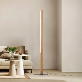 TK Lighting Lampada da terra in legno LED Teo, pino, 120 cm, dimmer touch