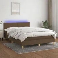 Letto a Molle Materasso e LED Marrone Scuro 140x200 cm Tessuto cod mxl 61453