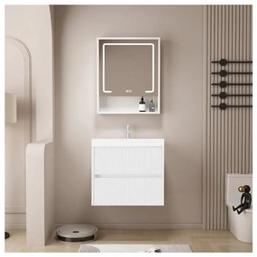 Mobile bagno sospeso con lavabo L 60 x H 51 x P 40 cm bianco in mdf 2 cassetti per vasca centrale Portofino