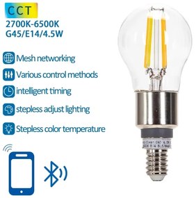 Lampadina LED FILAMENT G45 E14/4,5W/230V 2700-6500K - Aigostar