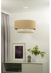Duolla - Lampadario a sospensione con filo YUTE BOHO 1xE27/15W/230V diametro 45 cm marrone/color crema