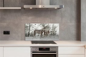 Pannello rivestimento cucina Unicorni della foresta invernale 100x50 cm