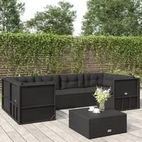 Set Mobili da Giardino 6 pz con Cuscini in Polyrattan Nero 3187163