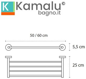 Kamalu - Portsalviette a 4 barre 50 cm in acciaio inox nero opaco | MIRA-N