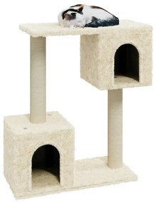 Albero per gatti con tiragraffi in sisal crema 60 cm
