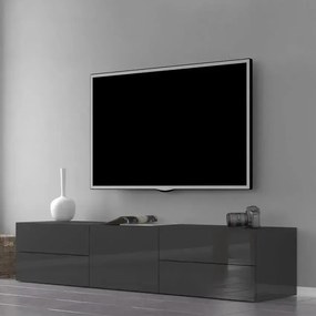 Porta TV Moderno con 1 Anta e 4 Cassetti METIS Antracite Laccato Lucido