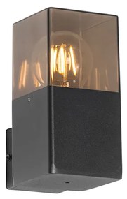 Lampada da parete esterna moderna nera IP44 con vetro fumé - Denmark