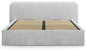 Letto matrimoniale imbottito grigio chiaro con contenitore e rete inclusi 180x200 cm Elizabeth – Micadoni