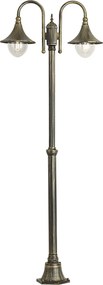 Lanterna da esterno classica nera con oro antico 200cm 2 luci IP44 - Daphne