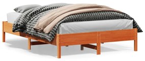 Letto Senza Materasso Marrone Cera 160x200 Cm İn Legno Di Pino /