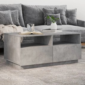 Tavolino Da Soggiorno Con Luci Led Grigio Cemento 90x49x40 Cm /