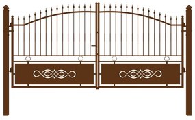 Cancello manuale battente Lavaredo in ferro, apertura centrale, L 408.5, H 165-195 cm, di colore ruggine