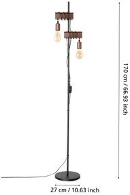 Eglo 43526 - Lampada con piedistallo TOWNSHEND 2xE27/10W/230V