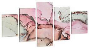 Set di 5 quadri Tela Marmo Rosa (4 Unità)