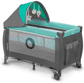 Lionelo - Culla da viaggio SVEN PLUS grigio/turchese