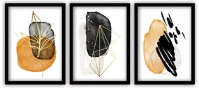 Set di 3 dipinti in cornice nera Elegante, 35 x 45 cm - Vavien Artwork