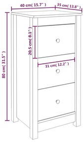 Credenze 2 pz Nere 40x35x80 cm in Legno Massello di Pino