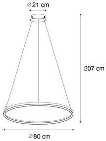 Lampada a sospensione nera 80 cm con LED a 3 livelli di dimmerazione - Girello