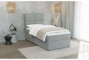 Letto singolo imbottito grigio chiaro con contenitore con griglia 100x200 cm Lena - Ropez