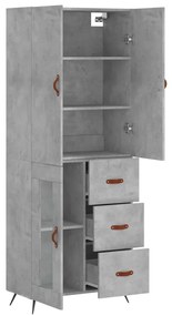 Credenza grigio cemento 69,5x34x180 cm in legno multistrato