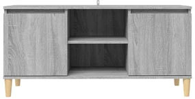 Mobile tv gambe in legno massello grigio sonoma 103,5x35x50 cm