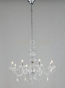 Lampadario incanto cromo 8 luci attacco e14 83x154cm in vetro crist...