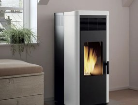 Royal Lea Air 90 Stufa A Pellet Ad Aria Con Top In Ceramica 9 Kw Serbatoio 17kg 53x54x116 Cm In Acciaio Bianco