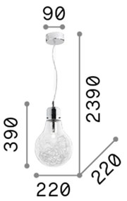 Sospensione Moderna Luce Metallo Trasparente 1 Luce E27 Small