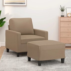 Poltrona Con Poggiapiedi Cappuccino 60 Cm İn Similpelle /