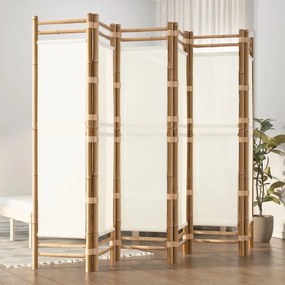 Divisorio Ambienti 6 Pannelli Pieghevole 240 Cm Bambù E Tela /