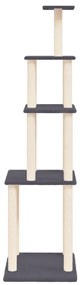 Albero per gatti con tiragraffi in sisal grigio scuro 183 cm