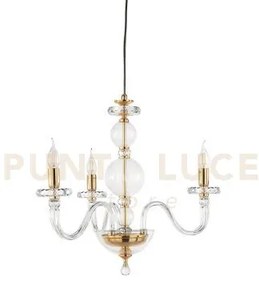 Lampadario bach 3 luci cristallo e finitura oro attacco e14