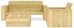 Set divani da giardino 3 pz in legno di pino impregnato