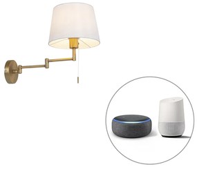 Lampada da parete intelligente bronzo con paralume bianco incl. Wifi A60 - Ladas Deluxe