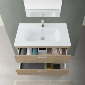 Mobile bagno sospeso 80 cm rovere dolomite con 2 cassettoni soft-close Desya