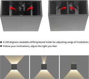 Brilagi - Applique da esterno DOUBLERAY LED/4W/230V, antracite, IP65