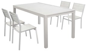 DEXTER - set tavolo in alluminio cm 160/240 x 90 x 75 h con 4 sedie Aulus