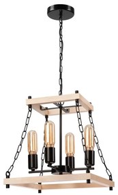 Lampadario a sospensione con catena JASPER 4xE27/60W/230V faggio/beige