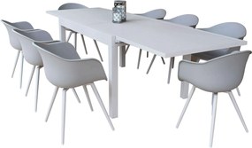 JERRI - set tavolo in alluminio cm 135/270 x 90 x 75 h con 8 Poltrone Dynamo