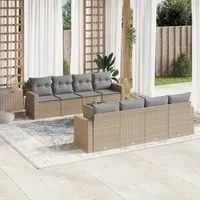 Set Divano da Giardino 9 pz con Cuscini Beige in Polyrattan 3218739