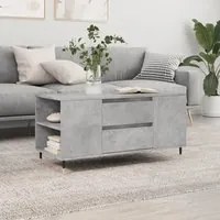 Tavolino Salotto Grigio Cemento 102x44,5x50cm Legno Multistrato 830992